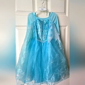 DISNEY FROZEN  Kids Blue Princess Costume W/Matching FROZEN II Headband **NEW